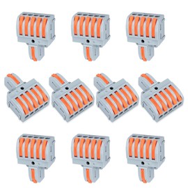 Innfeeltech 10 Pieces Connection Clamp, 1 in 5 Out Connection Clamp, with Lever, Cable Connector with 0.2-4 mm² Conductor Clamp for DIY Projects