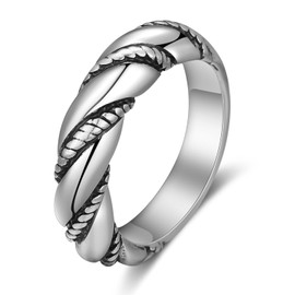 Aprilery Twisted Cable Rings for Women Fashion Vintage Silver Statement Band Rings Designer Inspired Dupes Jewelry for Women Gifts for Her (7)