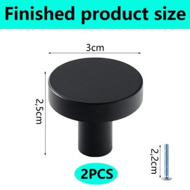 QZKJQDD 2 Pack Black Cupboard Knobs, Single Hole Cupboard Handle, Aluminum Alloy Cabinet Knobs with Screws for Kitchen Wardrobes Bathroom Home Decoration