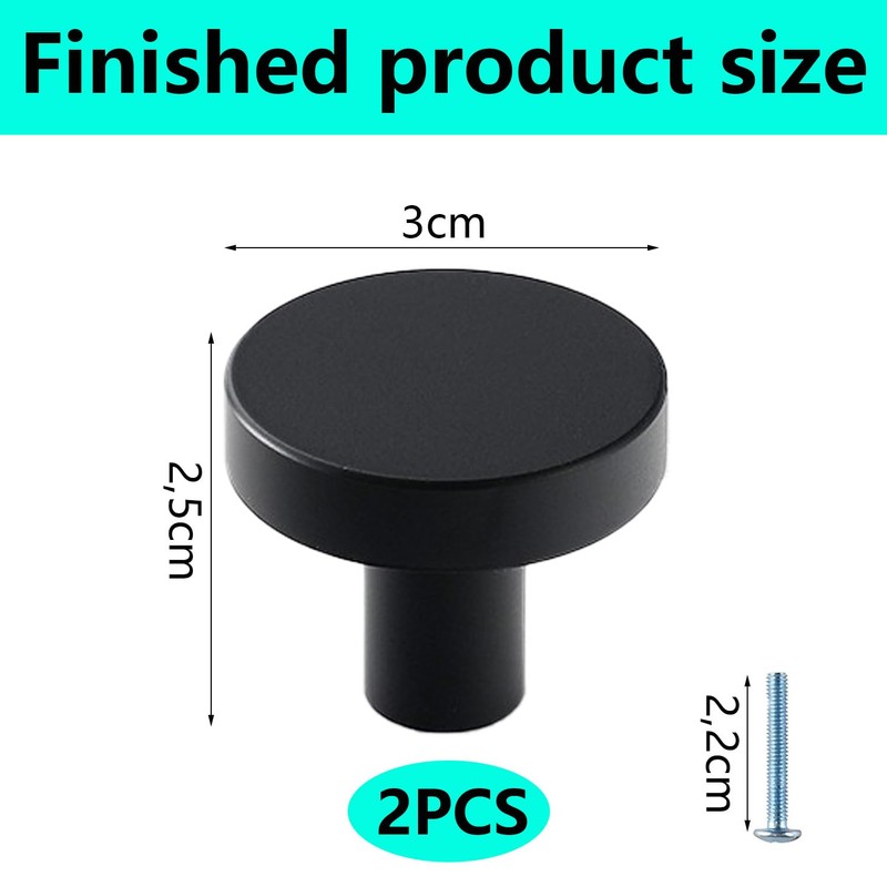 QZKJQDD 2 Pack Black Cupboard Knobs, Single Hole Cupboard Handle,