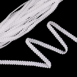 Braid Gimp Trim 1/2 Inch Braided Cord Scalloped Edge Braid Rick Rack Trim for Sewing, Pillows, Home Curtain (10 Yards, White)