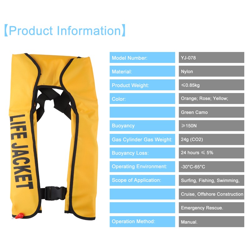Manual Inflatable Life Jacket Outdoor Portable Life Vest Adult for