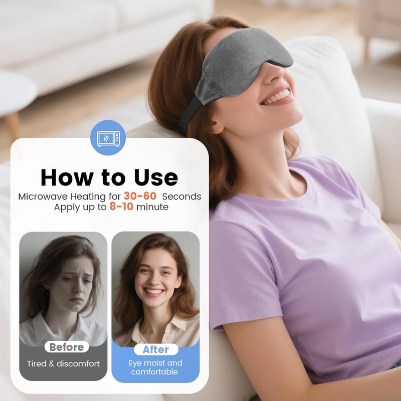 Heated Eye Mask for Dry Eyes, Steam Warm Compress for