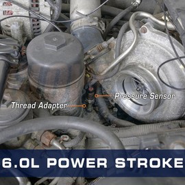 GlowShift Low Oil Pressure Gauge Sensor Thread Adapter Compatible with Ford Super Duty F-250 F-350 6.0L 7.3L Power Stroke