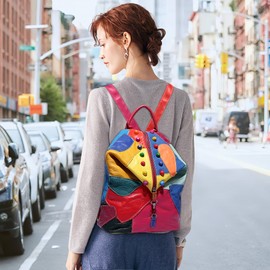 DIRRONA Fashion Anti-Theft Women's Backpack Multifunctional Shoulder Bags Daily Casual Elegant Ladies Daypack for Travel Work Shopping Dating Genuine Leather Backpacks Coloured