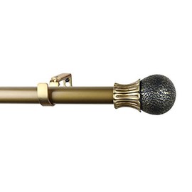 Urbanest 1-inch Diameter Dovato Adjustable Single Drapery Curtain Rod, 28-inch to 48-inch, Burnt Gold
