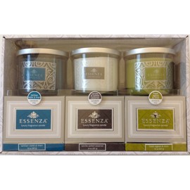 ESSENZA Luxury Fragrance Candles 3-PC Gift Set (Tahitian Water & Lines, Vanilla, Fresh Agave & Mint)
