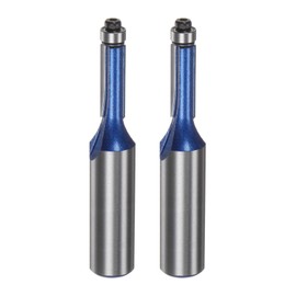 HARFINGTON Flush Trim Router Bit 1/2" Shank 1/2" Dia 1.2" Cutting Depth Top Bearing Flush Straight Cut Trimming Router Bits Carbide for Particle Board Plywood MDF Woodwork, Silver Blue