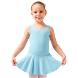 tanzmuster Nora Girls' Sleeveless Ballet Dress Size 92-170 Cotton Ballet Bodysuit Children's Ballet Jersey, lightblue