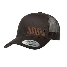 1969-2023 Ford Mach 1 Mustang Logo Leather Side Panel Patch YP 6606 Snapback Trucker Fitted Cap Black