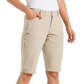Willit Women's Shorts 13" Golf Hiking Long Shorts Knee Length Quick Dry Water Resistant Casual Summer Khaki Size 6
