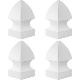Canomo 4 x 4 inch White Gothic Style Post Caps Decorative Outdoor Vinyl Post Cover Caps for Fence, Staircase, Porch, Deck, Patio, Garden, 4 Pack