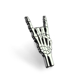 Pinsanity Rock On Skeleton Hand - Glow In The Dark - Enamel Lapel Pin