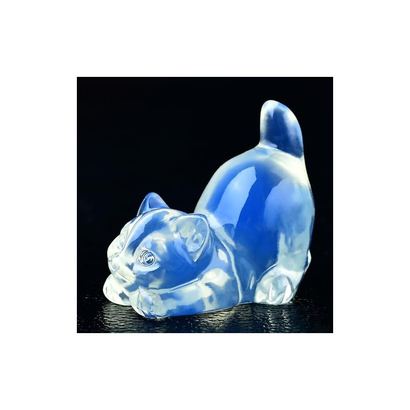 DZJXBZhu Opal Cat Crystal Statue Healing Crystal Reiki Meditation Pocket