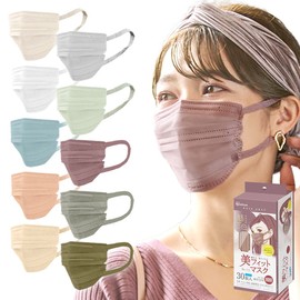Iris Ohyama PK-BFC30MRG Non-Woven Mask, Pleated Mask, Individually Packaged, Color Mask, Regular Size, Beautiful Fit Mask, Autumn Mask, Teak Mask, Blood Colored Mask, 30 Pieces, Rose Gray