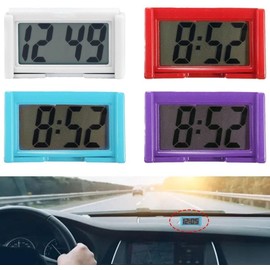 Red Car Dashboard Digital Clock,Vehicle Adhesive Clock with Jumbo LCD Time,Mini Automotive Stick On Watch for Car Truck Dashboard Lighting(ZS381)
