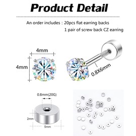 AOEDEJ Stainless Steel Earring Backs Silver Flat Backs for Earrings Screw On Earring Backs Replacements Flat Earring Backs for Studs