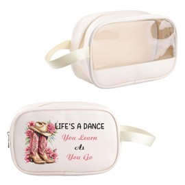 PYOUL Kulturbeutel mit Aufschrift "Line Dancing Lover", Geschenk, Life's A Dance, transparent, Make-up-Tasche, CountryGirl, Reisegeschenk, Western-Design, Kulturbeutel, Life's a Dance Mb