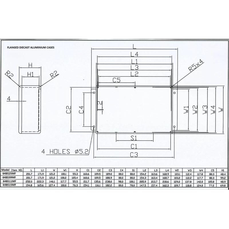 CES Flanged Die-Cast Aluminium Case 114 x 64 x 55
