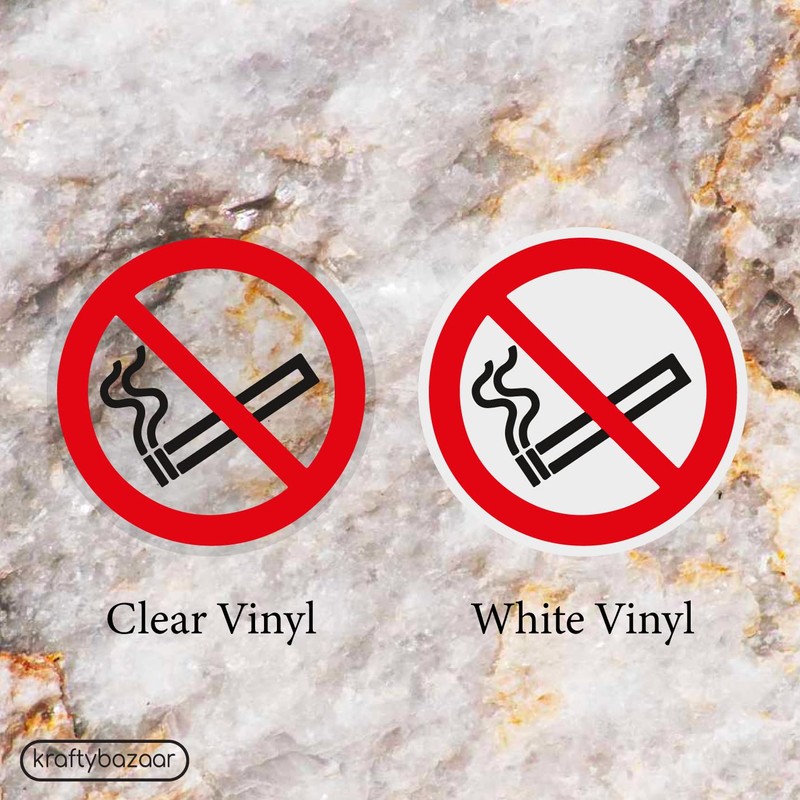 Pack of 6 signs, CLEAR No smoking symbol, Prohibition Window