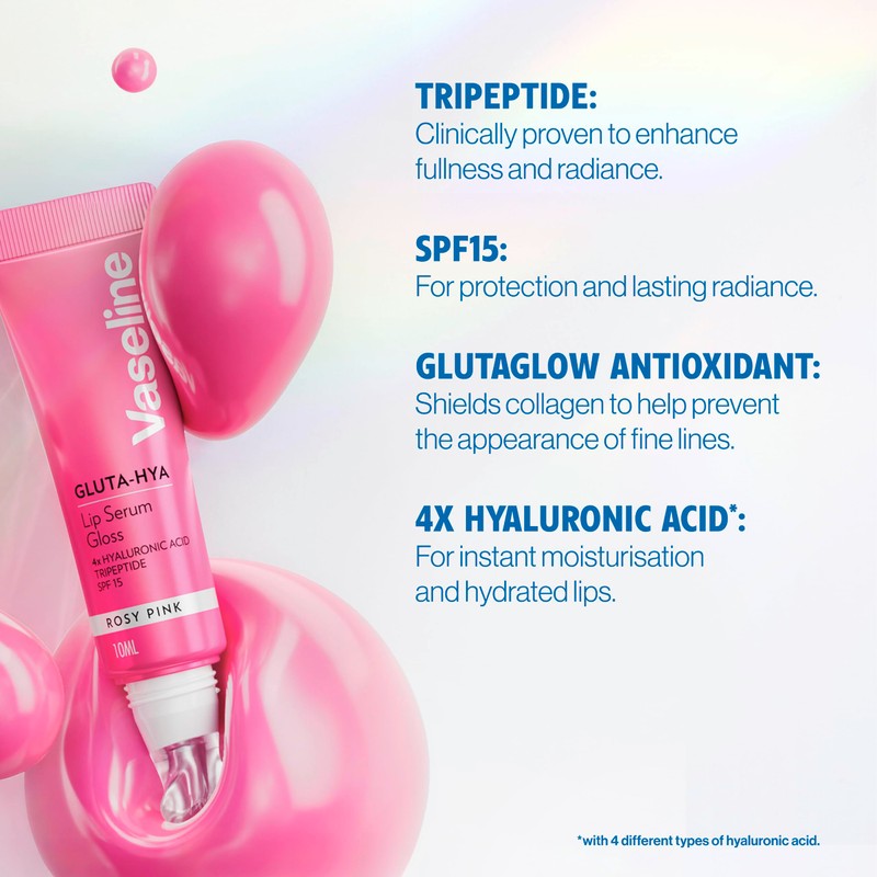 Vaseline Gluta-Hya Lip Serum Gloss Rosy Pink 10ml