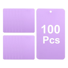 sourcing map 100Pcs Purple Plastic Shipping Tags, 3.5" x 2" Waterproof Labeling Writable Blank Hang Tags Perforated for Valve Marking, Gift, Luggage, Garage, Inventory