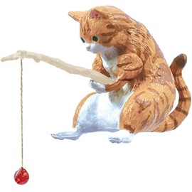 JJLFresheners Kawaii Resin Cat Ornaments,Miniature Animal Model Creative Decoration,Aquarium Ornament,Vivid Shape DIY Aquarium Cat Fishing Ornament,Home Resin Small Ornaments Gift