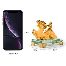 BRASSTAR Golden Resin Chinese Zodiac Dragon Statue Feng Shui Home Office Table Top Decor Figurine Gift Collection PTZY104FBA