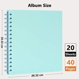 Vienrose Scrapbooking Album (20.5 x 20.5 cm) Photo Album, Travel Album with Textured Paper Cover, Ideal for Weddings, Children, Family, Graduations (20 Sheets/40 Pages, Aqua)