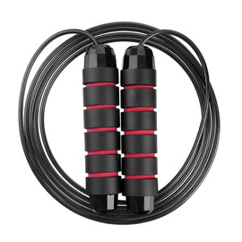 Skipping Rope Adult For Men and Women, Adjustable Jump Rope with Anti-Slip Foam Handle Exercise Rope, Ergonomic Jump Rope Red