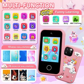 GKTZ Kids Smart Phone Toys - Dual Camera Cell Phone for Kids, Unicorn Toys for Girls Age 4-6, Toddler Play Phone for 3 4 6 7 8 Years Old Girl Birthday Gifts Ideas