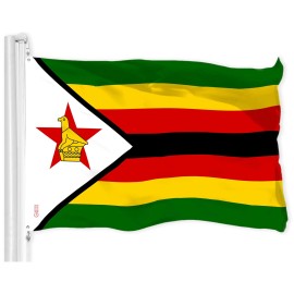 UD_G128 Combo Pack: American USA Flag 3x5 Ft & Zimbabwe Zimbabwean Flag 3x5 Ft  Both LiteWeave Pro Series Printed 150D Polyester