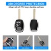 QBUC for Honda Key Fob Cover with Leather Keychain,Soft TPU