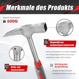 600g Steel Pipe Handle R-Type Brick Hammer