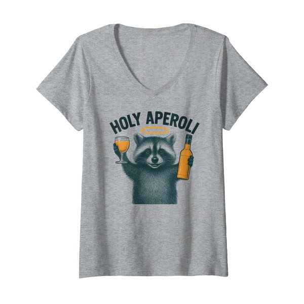 Womens Holy Aperoli - Funny Raccoon Party V-Neck T-Shirt