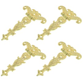 Cjueiom 4Pcs T Hinges Heavy Duty, 3 Inch Gold Gate Hinges, Fancy Door Hardware for Wood Barn, Shed, Cabinet, Fence