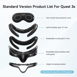 AMVR Facial Interface Face Pad Cover Compatible with Meta/Oculus Quest 3S Accessories, Comfort PU Face and Ice Silk Cotton Cushion, Not fit Quest 3 (Standard Version)