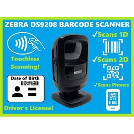Zebra ✅Zebra DS9208 Driver's License Barcode Scanner, 2D/1D, PDF417, QR Codes, USB!🔥⭐