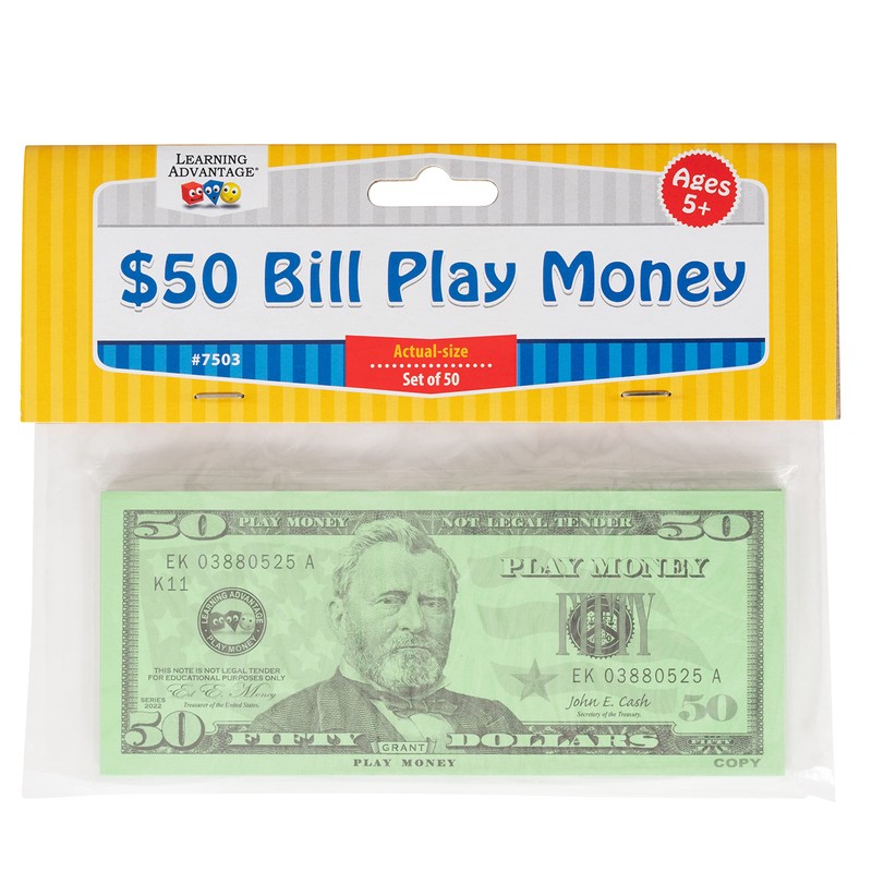 LEARNING ADVANTAGE Fifty Dollar Play Bills - Set of 50