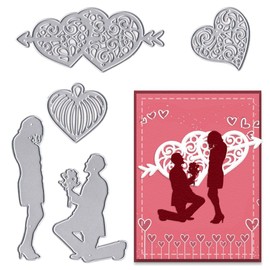 Proposing Couple Lovers Metal Cutting Dies for Card Making, Lace Love Hearts Die Cuts Embossing Stencil Template Tools for Valentine's Day DIY Scrapbooking Paper Card Photo Album Craft Supplies