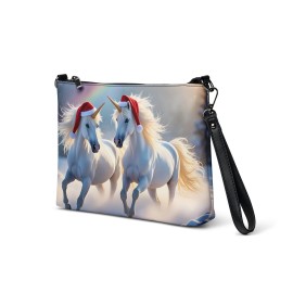Crafty Heart Studios New Winter Wonderland Christmas Unicorns Crossbody Handbag- Fashion Purse