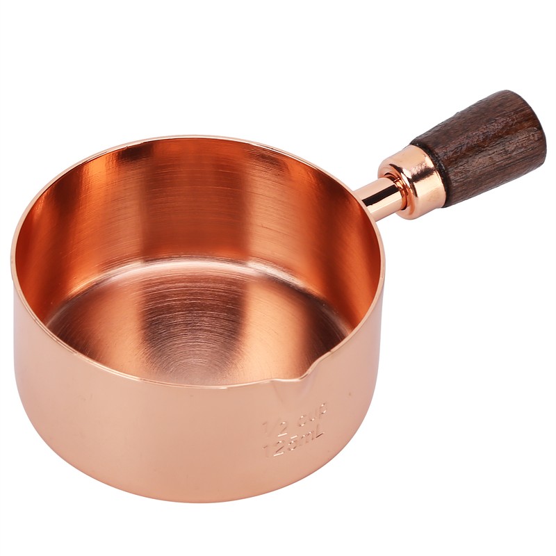 Sauce Pan Wooden Handle Rose Gold Stainless Steel Sauce Pot