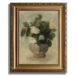 JOFANG Vintage Framed Wall Art,White Rose Canvas Wall Art for Living Room,Bedroom,Kitchen Wall Decor Canvas Prints,9x12inch