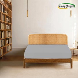 Funky Gadgets King Size Fitted Sheets 40 cm Extra Deep Pocket Bed Sheets 90 GSM Soft Brushed Microfiber Fitted Sheet Easy Care 16 Inches Bottom Sheet Silver Grey (152 X 200cm)