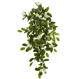 Nearly Natural 19” Mixed Stephanotis & Ivy Hanging (Set of 4) Artificial Plant, Green