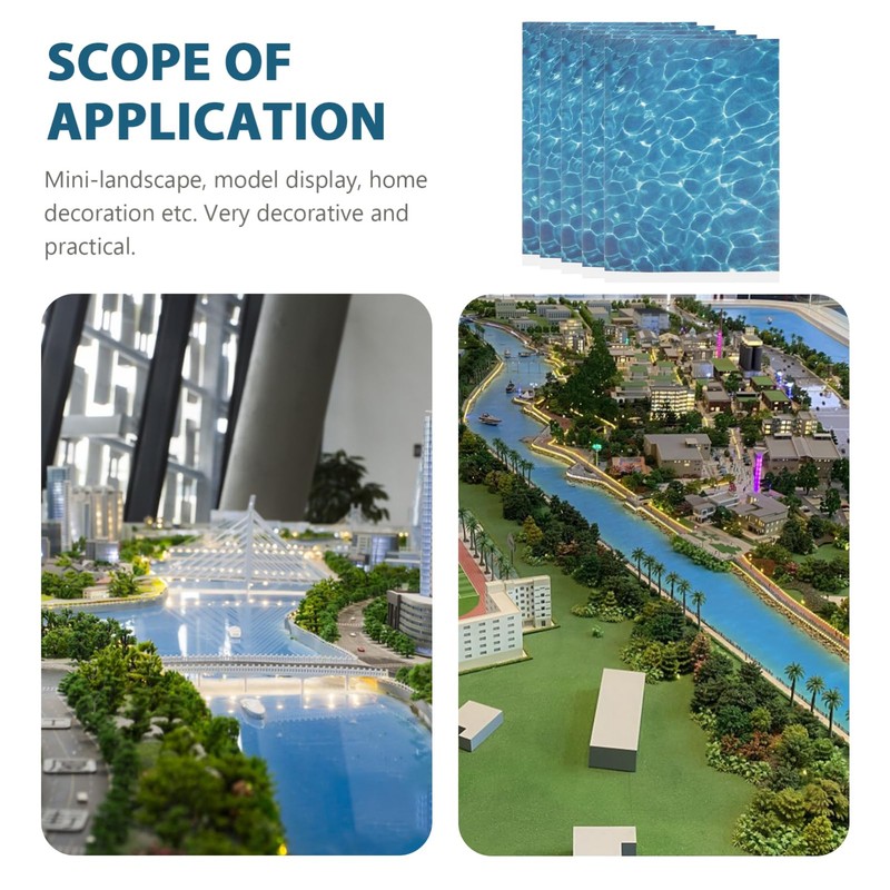Cabilock 5Pcs Artificial River Tile Sheet 11.61X8.26In Simulated Water-Print Stickers