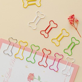 5WYOUKE Bone Shape 50 Pcs Paper Clip Zem Clip Cute Bookmark Metal for Document Organizer, Invitations, Sticky Notes, Letters, Notepad, Stationery Memo Clip, 5 Colors, Storage Case Included
