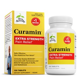 Terry Naturally Curamin Extra Strength - Curcumin & Boswellia Supplement for Healthy Circulation Support - Turmeric Supplement to Support Joints, Muscle Health & Endorphin Production - 120 Tablets