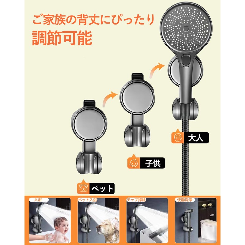 Risingvent Shower Hook, Shower Holder, Strong Vacuum Suction Cup, No