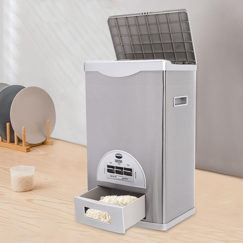 TITIDU Auto Rice Dispenser Rice Storage Container Stainless Steel Rice